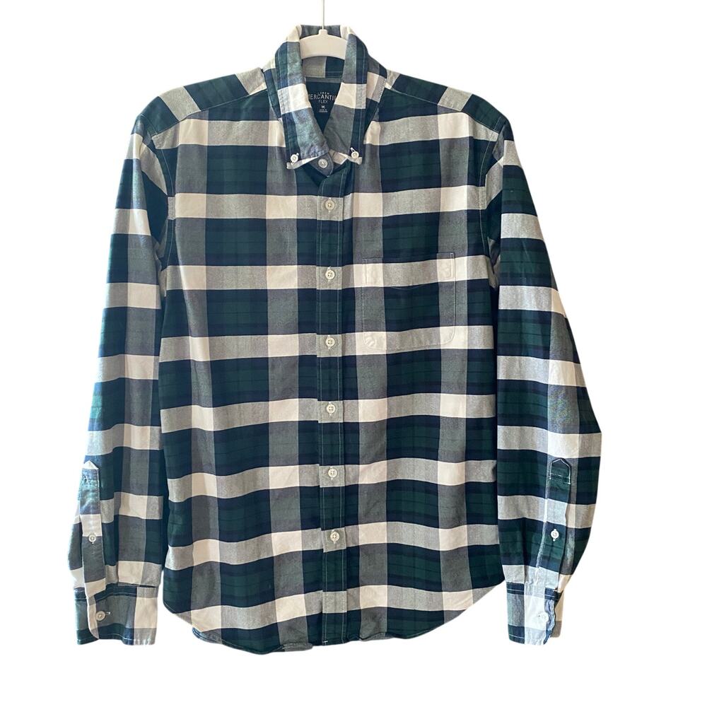 J. Crew Mercantile Plaid Button Down Shirt 100% Cotton Mens Size Medium
